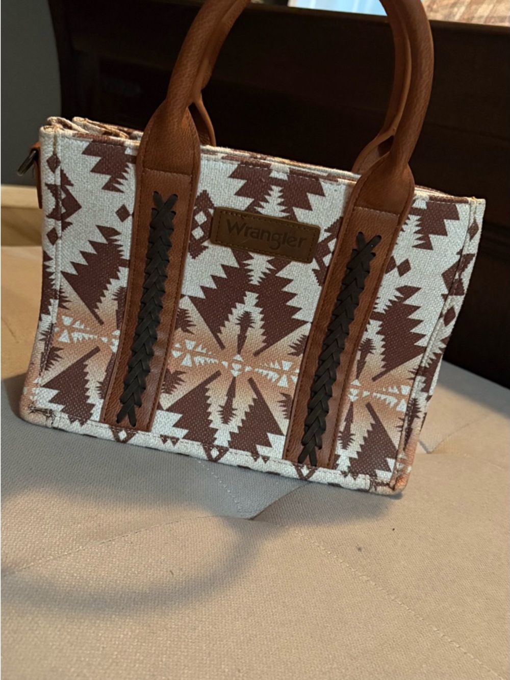 Wrangler Brown and Cream Aztec Mini Tote